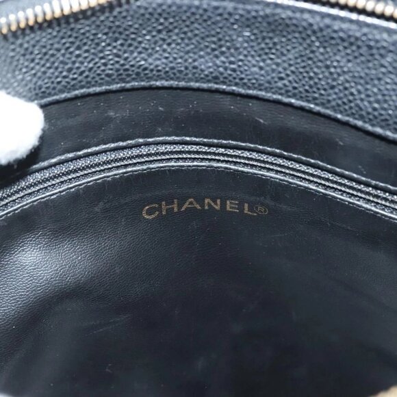 CHANEL COCO Mark Chain Shoulder Bag Grained Calf Skin Black Gold CC Auth 132292 - Picture 10 of 16